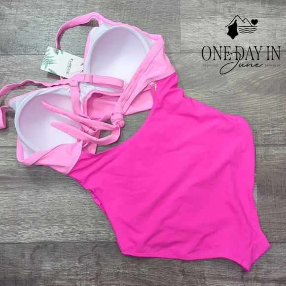 Eomenie Cross Front Cut Out One Piece Swimsuit Size L - Picture 7 of 7
